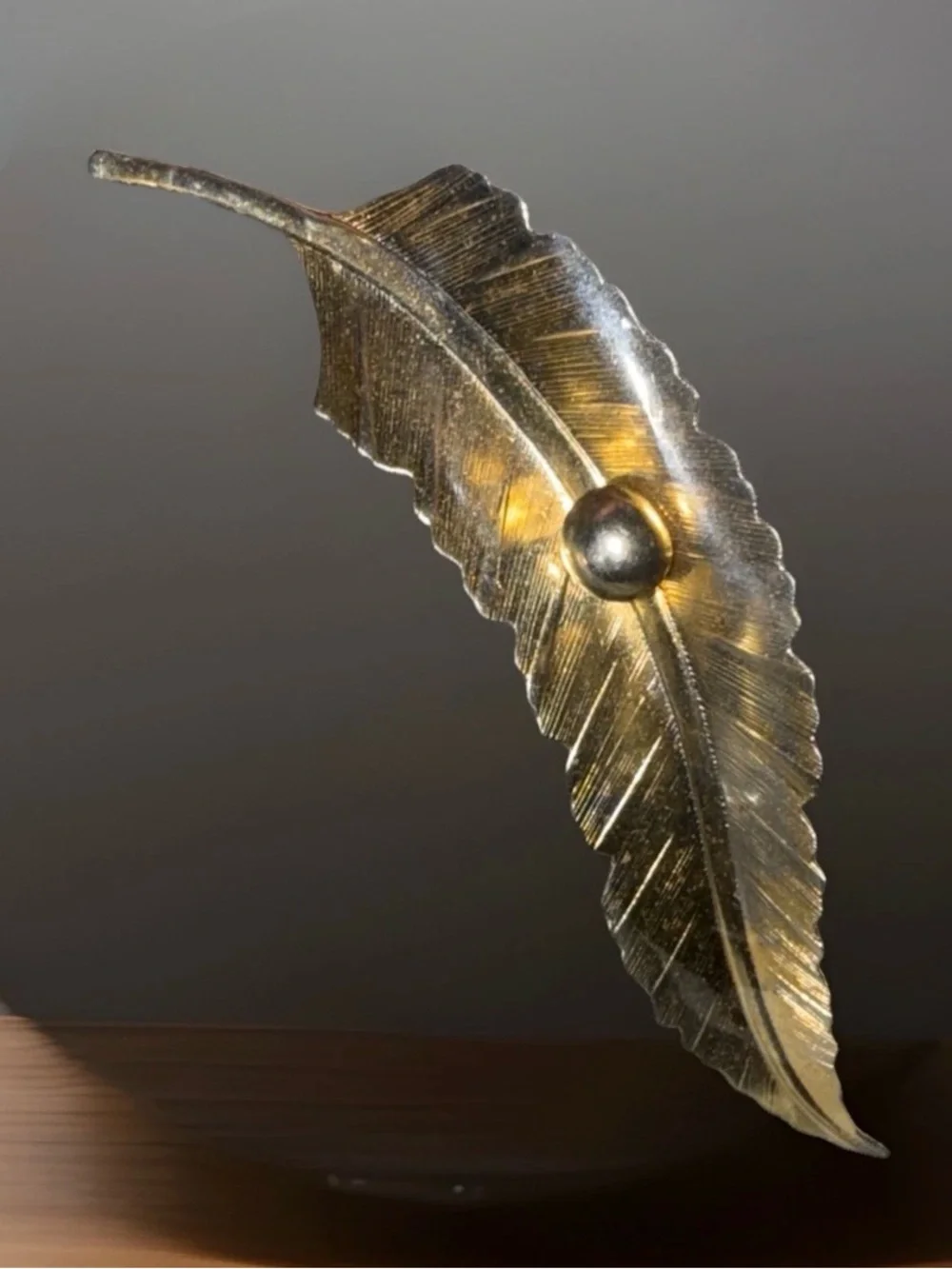 Vintage Gold Feather Pin Brooch